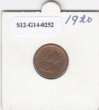 S12-G14-0252 India 1/12 anna 1920   XF KM509