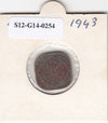 S12-G14-0254 India 1/2 anna 1943   FI/VF KM534B