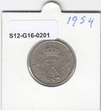 S12-G16-0201 Denemarken 25 öre 1954  VF KM# 842