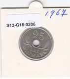 S12-G16-0206 Denemarken 25 öre 1967  XF KM# 855