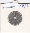 S12-G16-0211 Denemarken 25 öre 1972  XF KM# 855