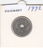 S12-G16-0211 Denemarken 25 öre 1972  XF KM# 855