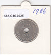 S12-G16-0225 Denemarken 25 öre 1986  XF KM# 861