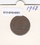 S12-G16-0251 Denemarken 5 öre 1967  XF+ KM# 848
