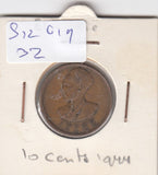 S12-G19-0032 Ethiopië 10 santeem 1944  VF KM34