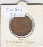 S12-G19-0033 Ethiopië 25 santeem 1944  VF KM36!