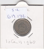 S12-G19-0172 Singapore 10 cents 1968  VF KM3