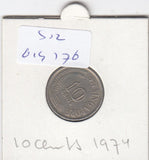 S12-G19-0176 Singapore 10 cents 1974  VF KM3