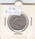 S12-G19-0187 Singapore 20 cents 1969  VF KM4