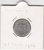 S12-G19-0266 Suriname 25 cents 1966  VF/XF KM14