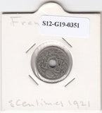 S12-G19-0351 Frankrijk 5 centimes 1921  VF KM875