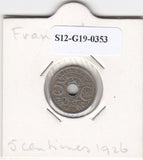 S12-G19-0353 Frankrijk 5 centimes 1926  VF KM875