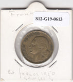 S12-G19-0613 Frankrijk 20 francs 1950 3 veren VF KM916 GEORGES GUIRAUD