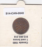S14-CAN-0040 Canada 1 cent 1980  VF KM# 127