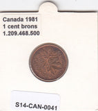 S14-CAN-0041 Canada 1 cent 1981  VF KM# 127