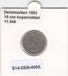 S14-DEN-0065 Denmark 10 Ore 1953  VF KM# 841