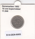 S14-DEN-0065 Denmark 10 Ore 1953  VF KM# 841