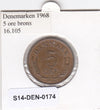 S14-DEN-0174 Denmark 5 Ore 1968  VF KM# 848