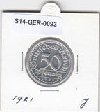 S14-GER-0093 Duitsland 50 Pfennig UNC 1921 KM27 J
