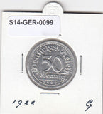 S14-GER-0099 Duitsland 50 Pfennig XF 1922 KM27 G