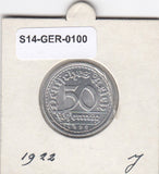 S14-GER-0100 Duitsland 50 Pfennig UNC 1922 KM27 J