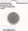 S14-SWI-0215 Switzerland 10 rappen 1967  XF KM# 27