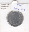 S14-W04-0139 Turkije 1 lira 1967  VF KM889a