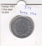 S14-W04-0139 Turkije 1 lira 1967  VF KM889a