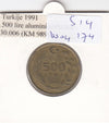 S14-W04-0174 Turkije 500 lira 1991  VF KM989