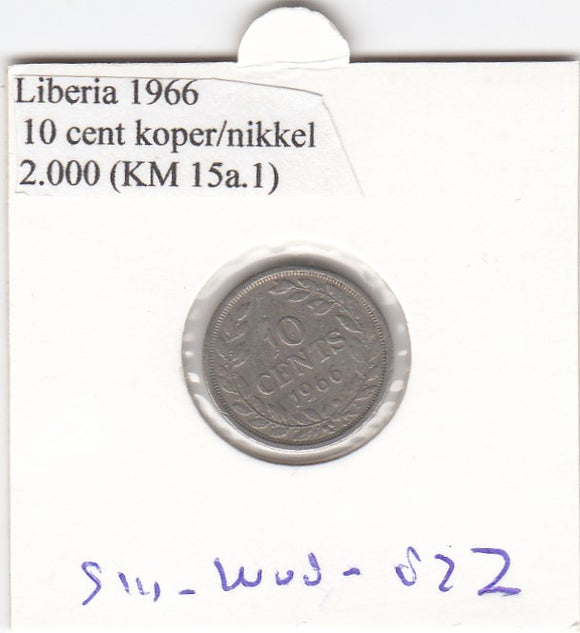 S14-W08-0082z Liberia 10 cents 1966  VF KM# 15a.2