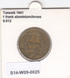 S14-W09-0025 Tunesie 1 Frank 1941  VF KM247