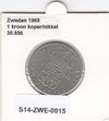 S14-ZWE-0015 Sweden 1 krona 1969  VF KM-826a
