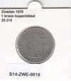 S14-ZWE-0016 Sweden 1 krona 1970  VF KM-826a