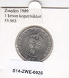 S14-ZWE-0026 Sweden 1 krona 1989  UNC KM-852a