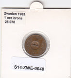 S14-ZWE-0040 Sweden 1 Ore 1963  VF KM-820