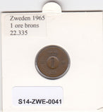 S14-ZWE-0041 Sweden 1 Ore 1965  VF/XF KM-820