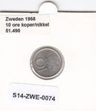 S14-ZWE-0074 Sweden 10 Ore 1968  XF KM-835