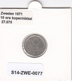 S14-ZWE-0077 Sweden 10 Ore 1971  XF KM-835