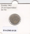 S14-ZWE-0128 Sweden 25 Ore 1963  VF KM-836