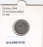 S14-ZWE-0130 Sweden 25 Ore 1968  VF KM-836