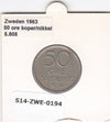 S14-ZWE-0194 Sweden 50 Ore 1963  VF KM-837