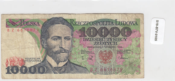S19-B7V-0105 POLAND 10000 ZLOTYCH 1988   P-151 VF