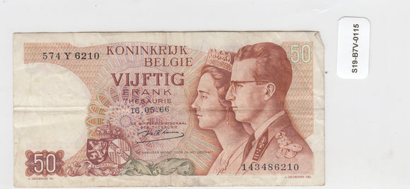 S19-B7V-0115 BELGIE 50 FRANK 1966  P139-D VF SIGN 18