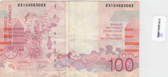 S19-BAN-0026 Belgium 100 Francs 1995-2002  P147.2 VF Masai & Quaden
