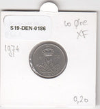 S19-DEN-0186 Denmark 10 ore 1974  KM# 860 VF/XF