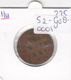 S2-G08-0001 Netherlands East Indies 1/2 Stuiver VF 1821   S