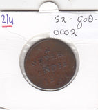 S2-G08-0002 Netherlands East Indies 2 Cents VF 1834   V