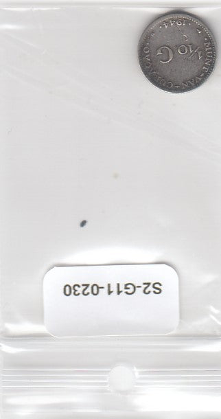 S2-G11-0230 Curacao 1/10 Gulden VF- 1944 KM43 D Zilver