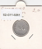 S2-G11-0261 Curacao 1/4 Gulden VF 1944 KM44 D Zilver