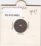 S2-G12-0001 Denmark 1 Ore  VF/XF 1927 KM826